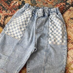 Womens Checkered Denim Pants - Vintage
